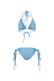 Irresistible must-have high-end swimwear set in eco-friendly rib material. Embrace the chic allure of a classic triangle bikini in serene Ocean blue, featuring quick-dry technology and modest coverage for a sexy and enjoyable beach experience. Ready for purchase and perfect for achieving that beach-ready glam!