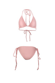 Irresistible must-have high-end swimwear set in eco-friendly rib material. Embrace the chic allure of a classic triangle bikini in Blossom pink, boasting quick-dry technology and modest coverage for a sexy and enjoyable beach experience. Ready for purchase and beach-ready glam!