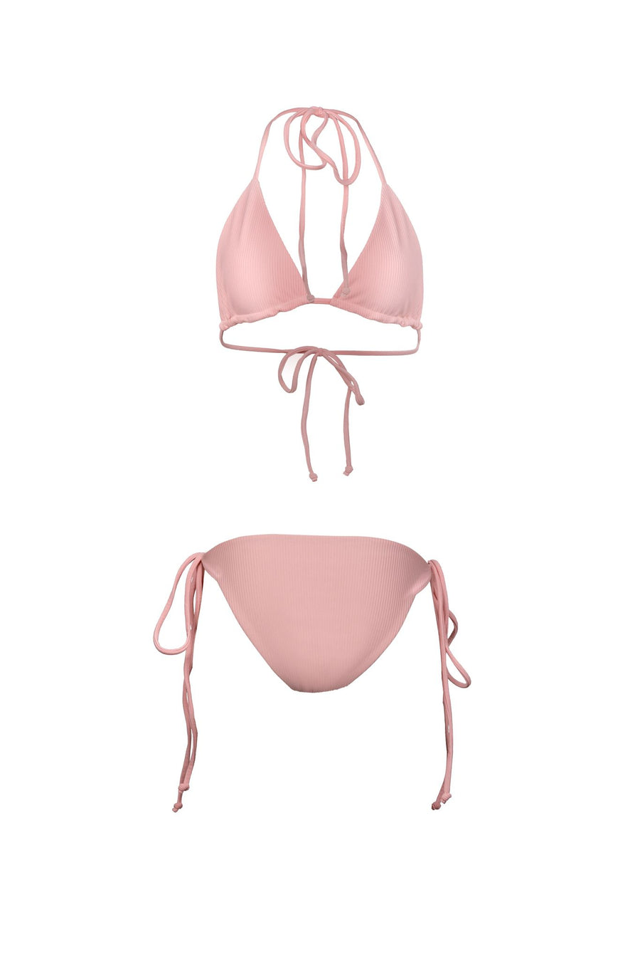 Irresistible must-have high-end swimwear set in eco-friendly rib material. Embrace the chic allure of a classic triangle bikini in Blossom pink, boasting quick-dry technology and modest coverage for a sexy and enjoyable beach experience. Ready for purchase and beach-ready glam!