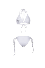 Timeless Classic Triangle Bikini in crisp white. Get ready for your vacation by packing this essential piece for a classic and chic beach look!