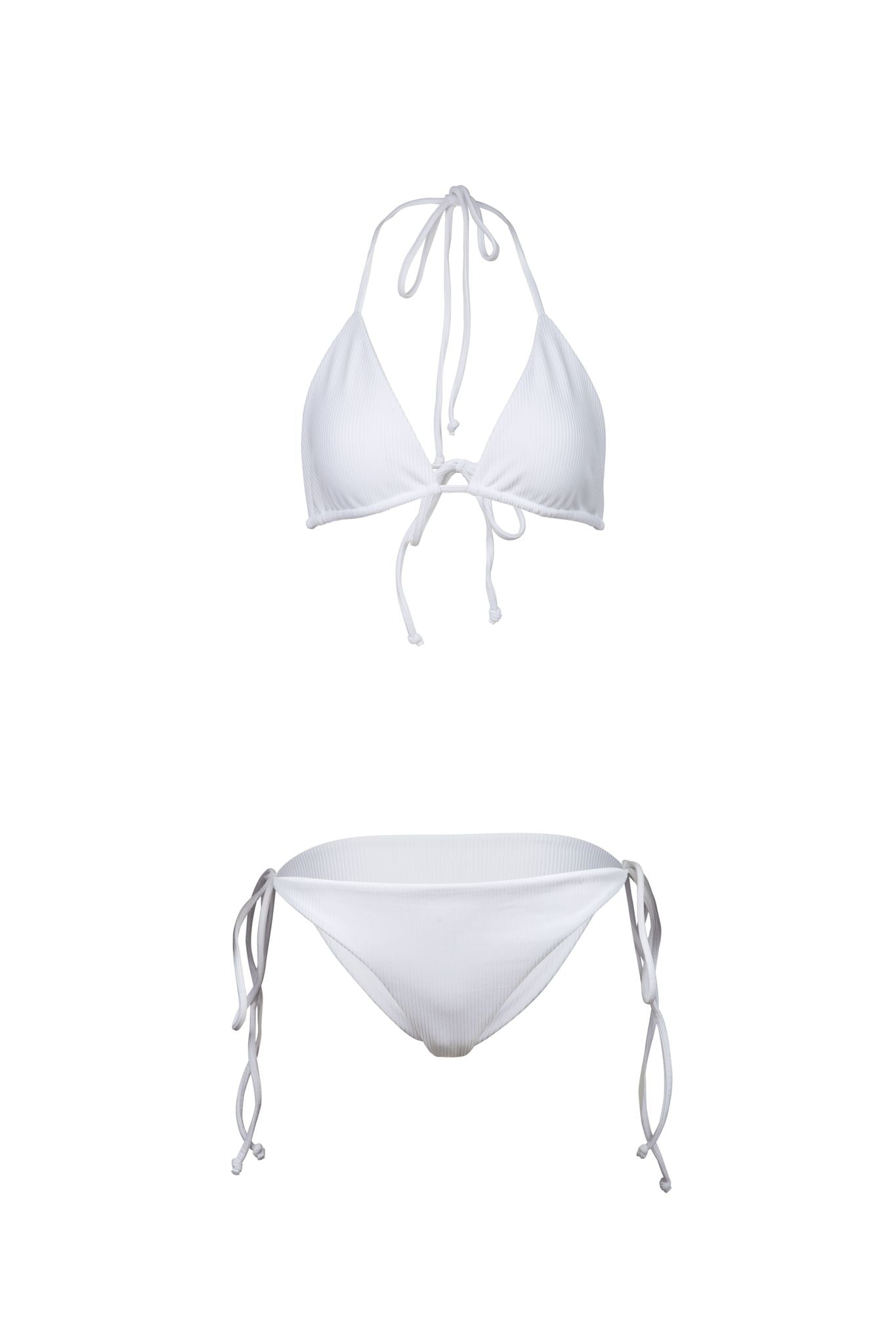 Timeless Classic Triangle Bikini in crisp white. Get ready for your vacation by packing this essential piece for a classic and chic beach look!