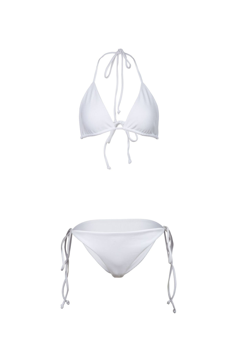 Timeless Classic Triangle Bikini in crisp white. Get ready for your vacation by packing this essential piece for a classic and chic beach look!